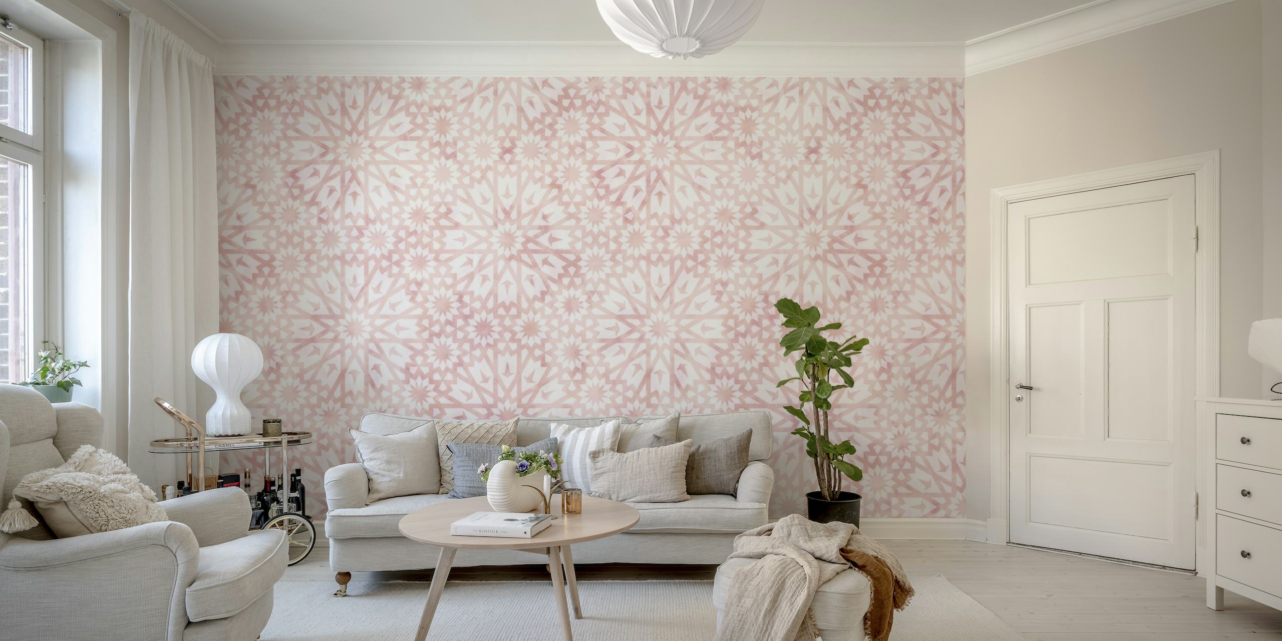 Tangier Tiles Light Pink papel de parede