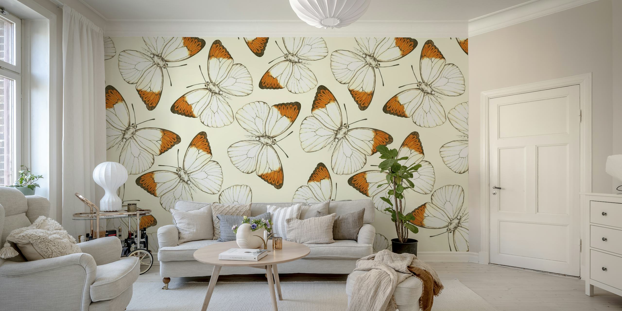 Butterflies watercolor pattern wallpaper