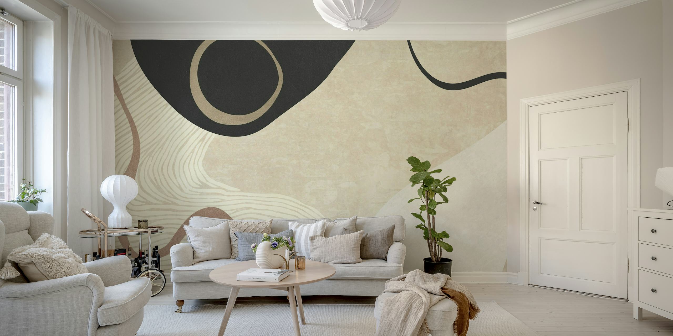Stitching patterns beige wallpaper
