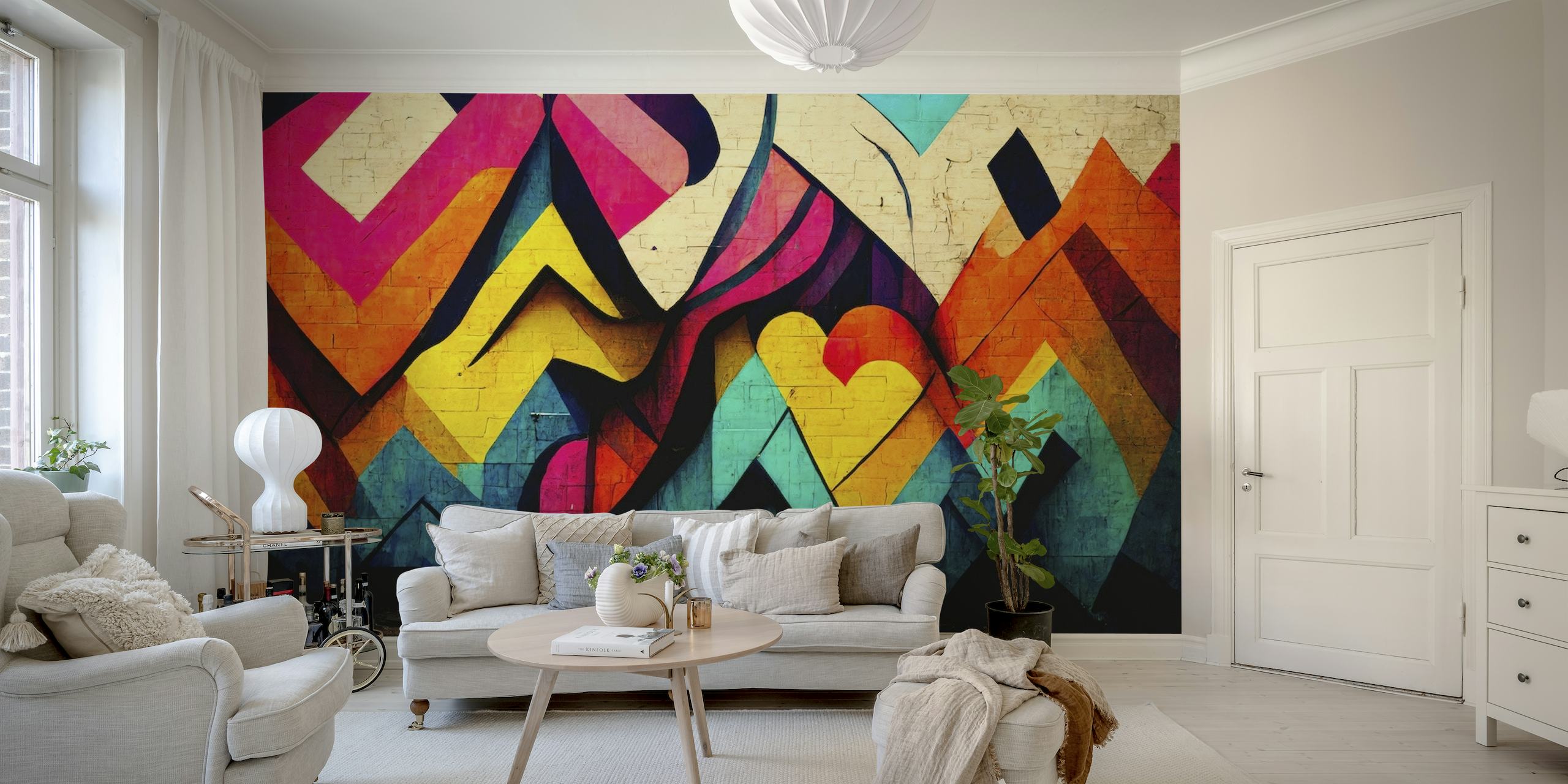 Colorful graffiti behang