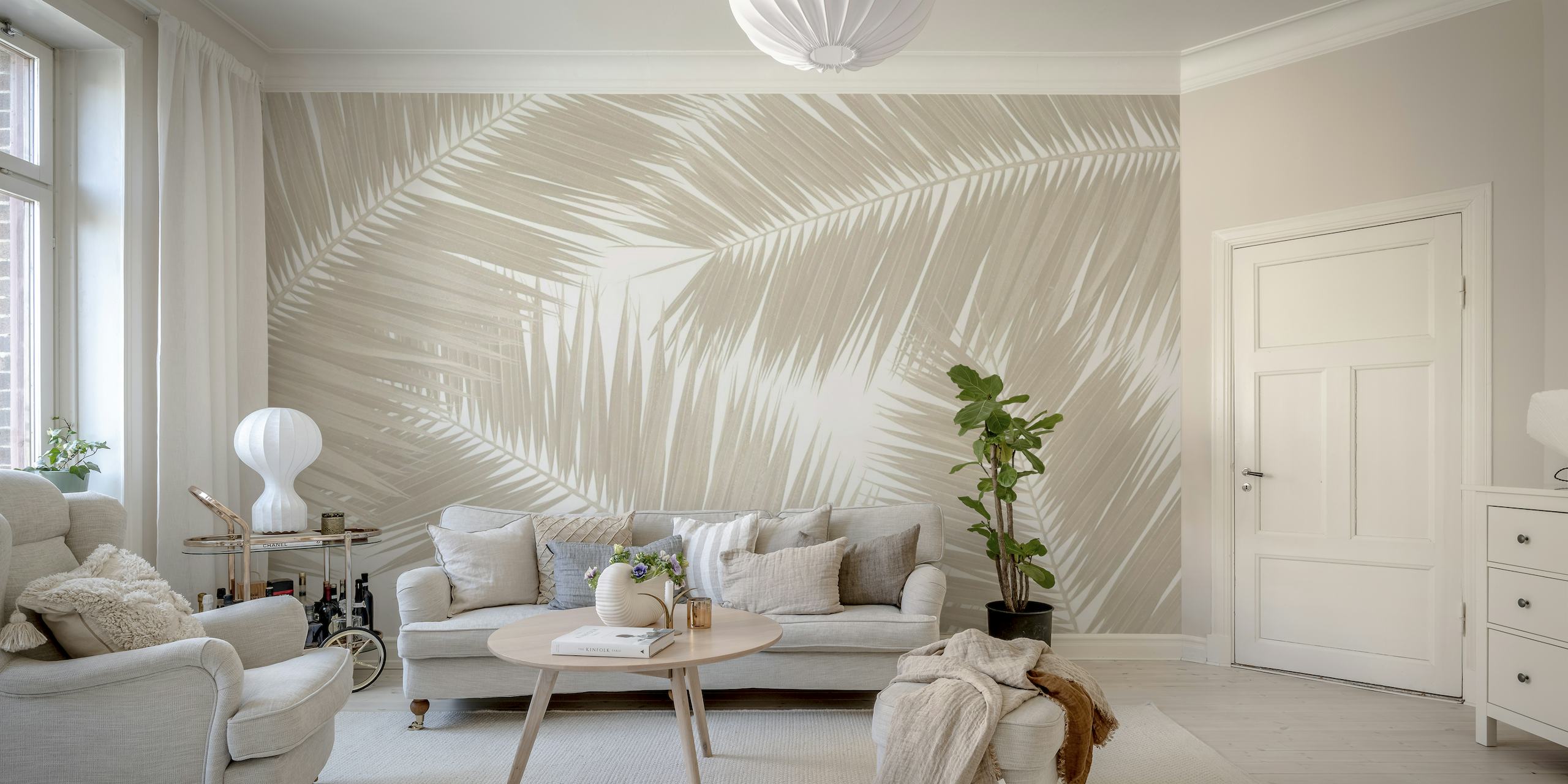 Soft Beige Palm Leaves 1 wallpaper
