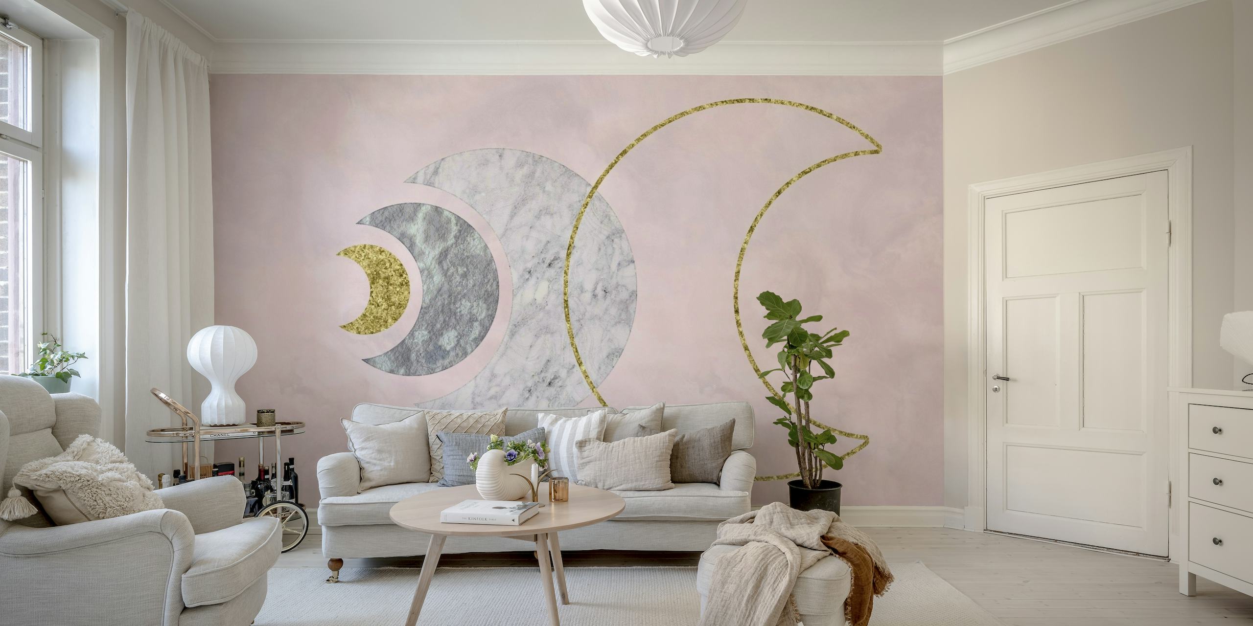 Half Moons Rising Blush wallpaper