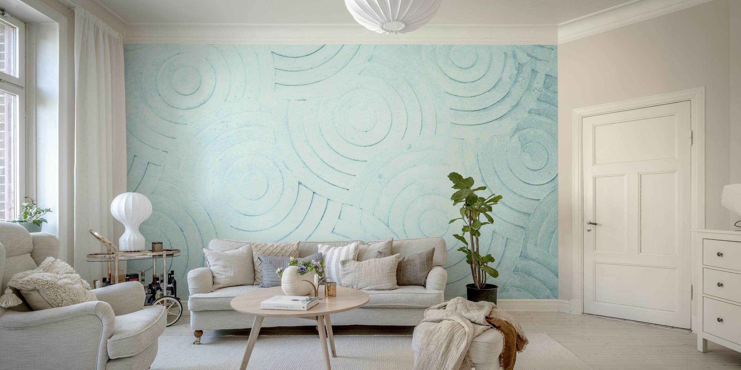 Pastel blue concrete pattern wallpaper