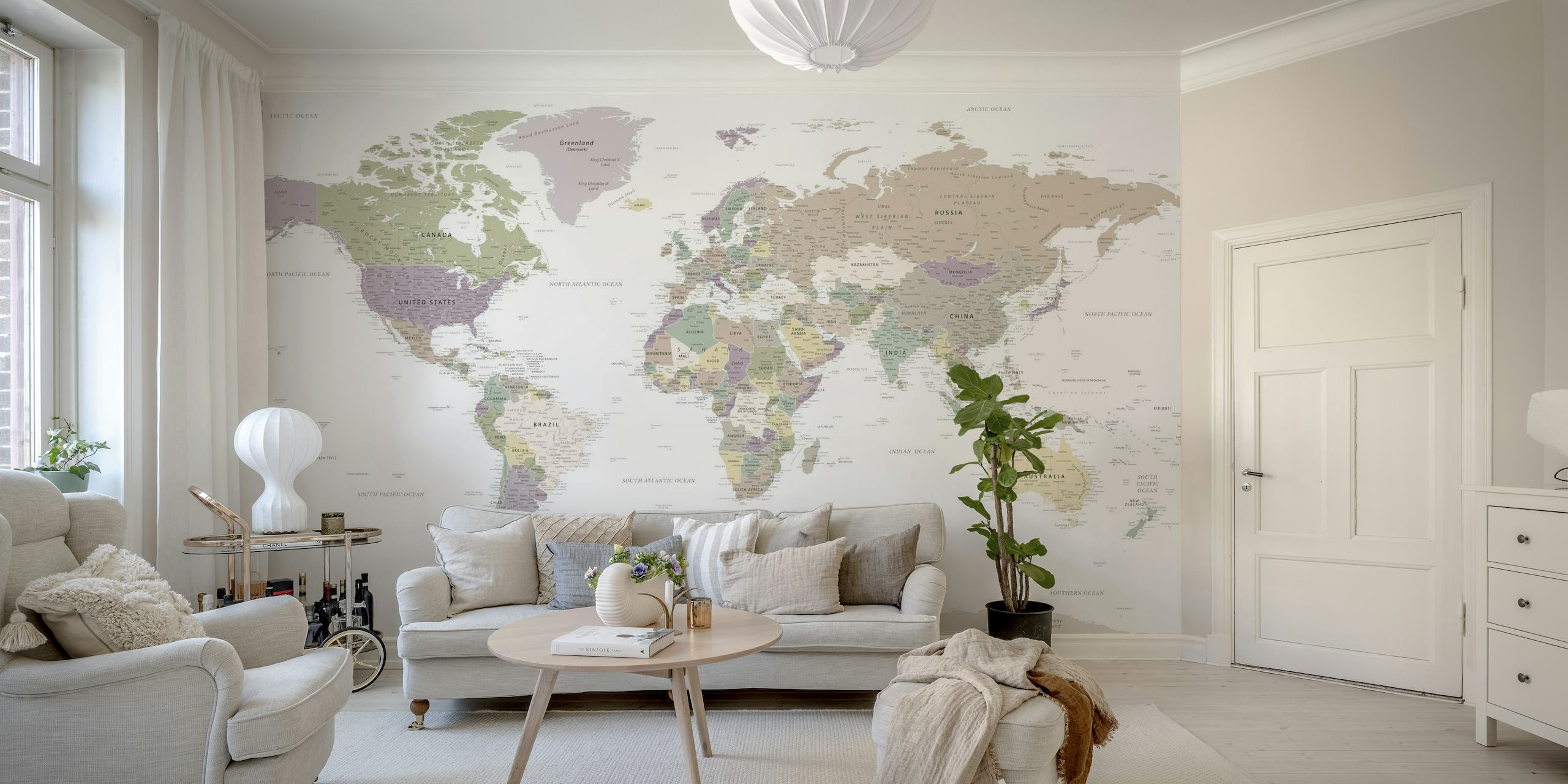 Detailed World Map behang