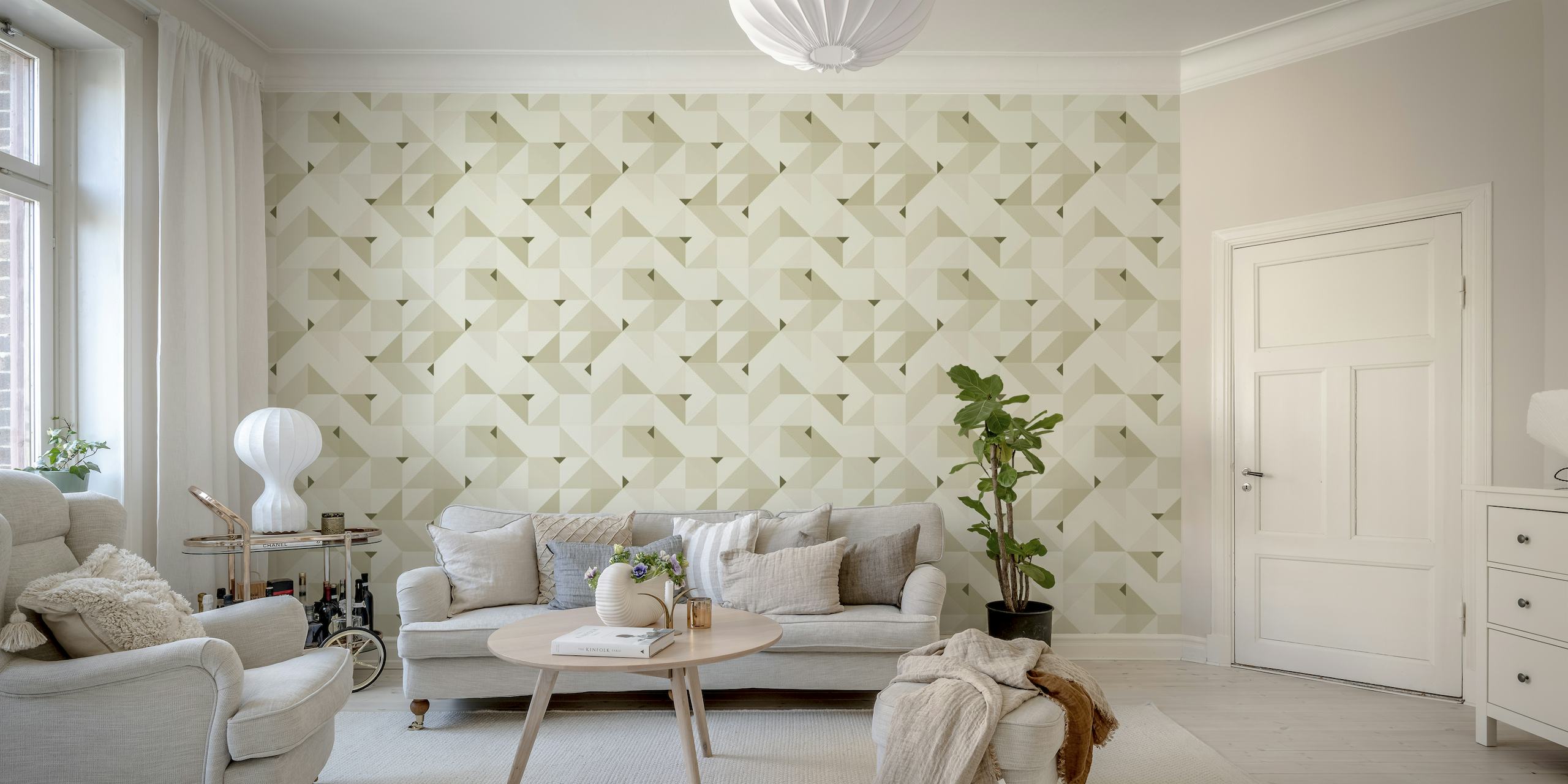 Sage Green Geometric wallpaper