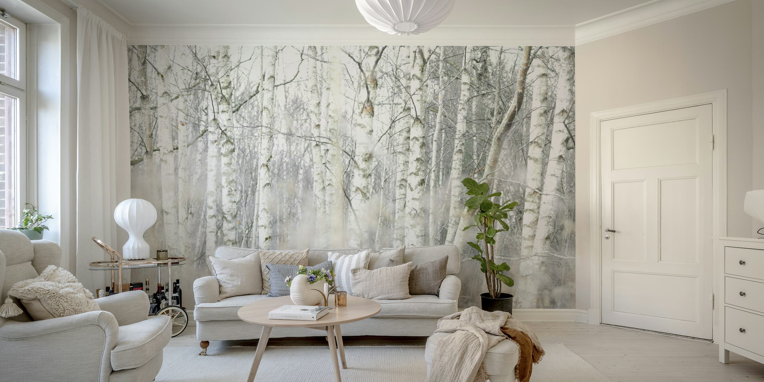 Birch Trees and Grass wallpaper
