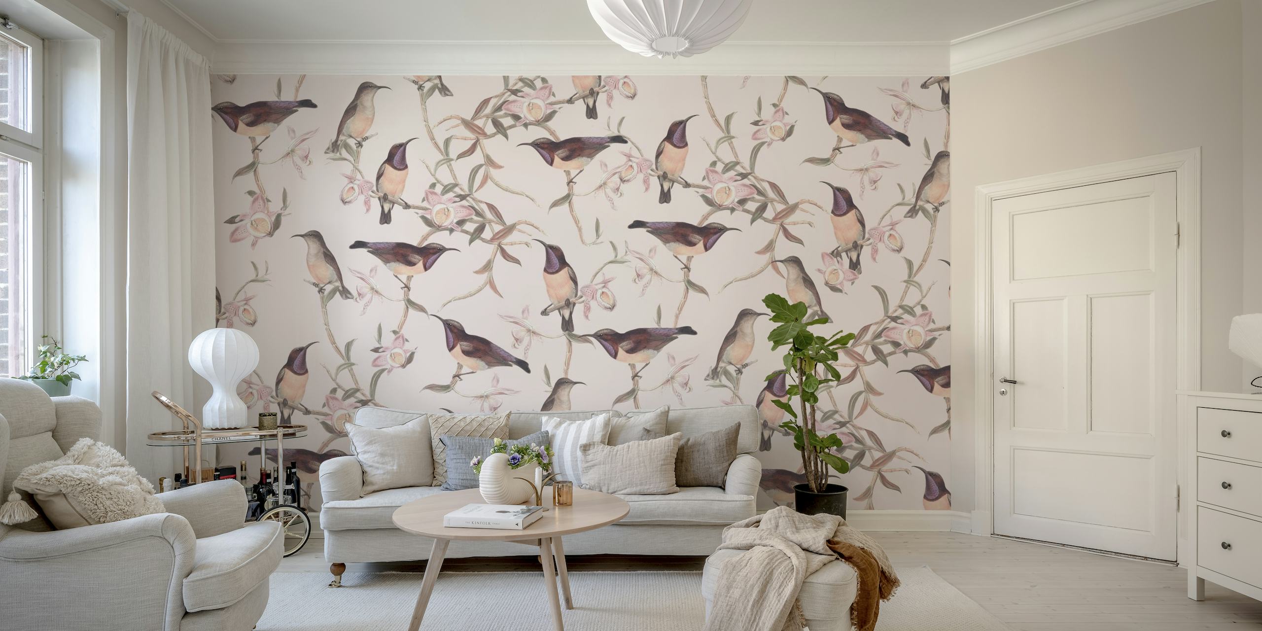 Hummingbird Chinoiserie wallpaper