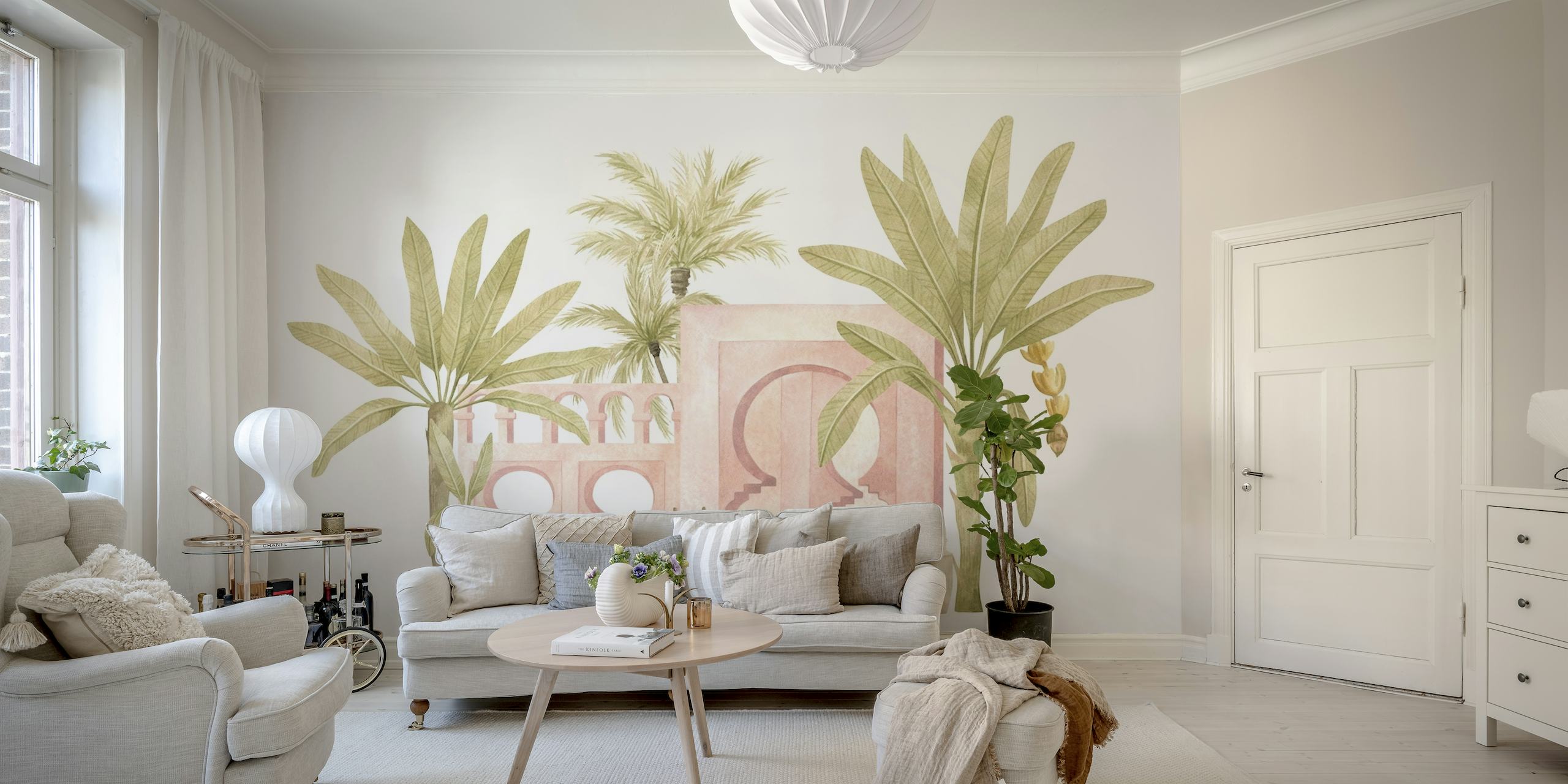 Pink arches and palms tapeta