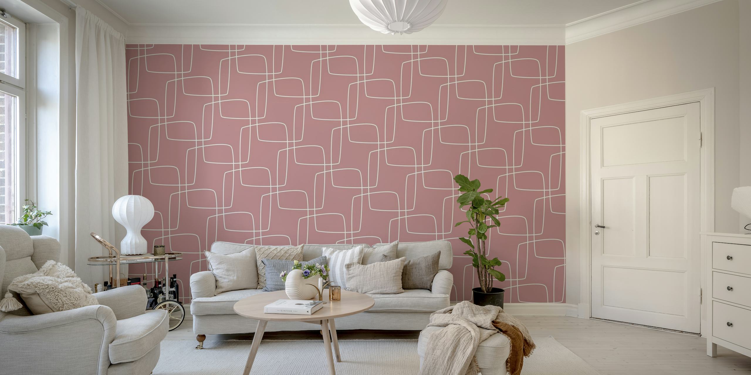 Retro pattern - Soft pink papel de parede