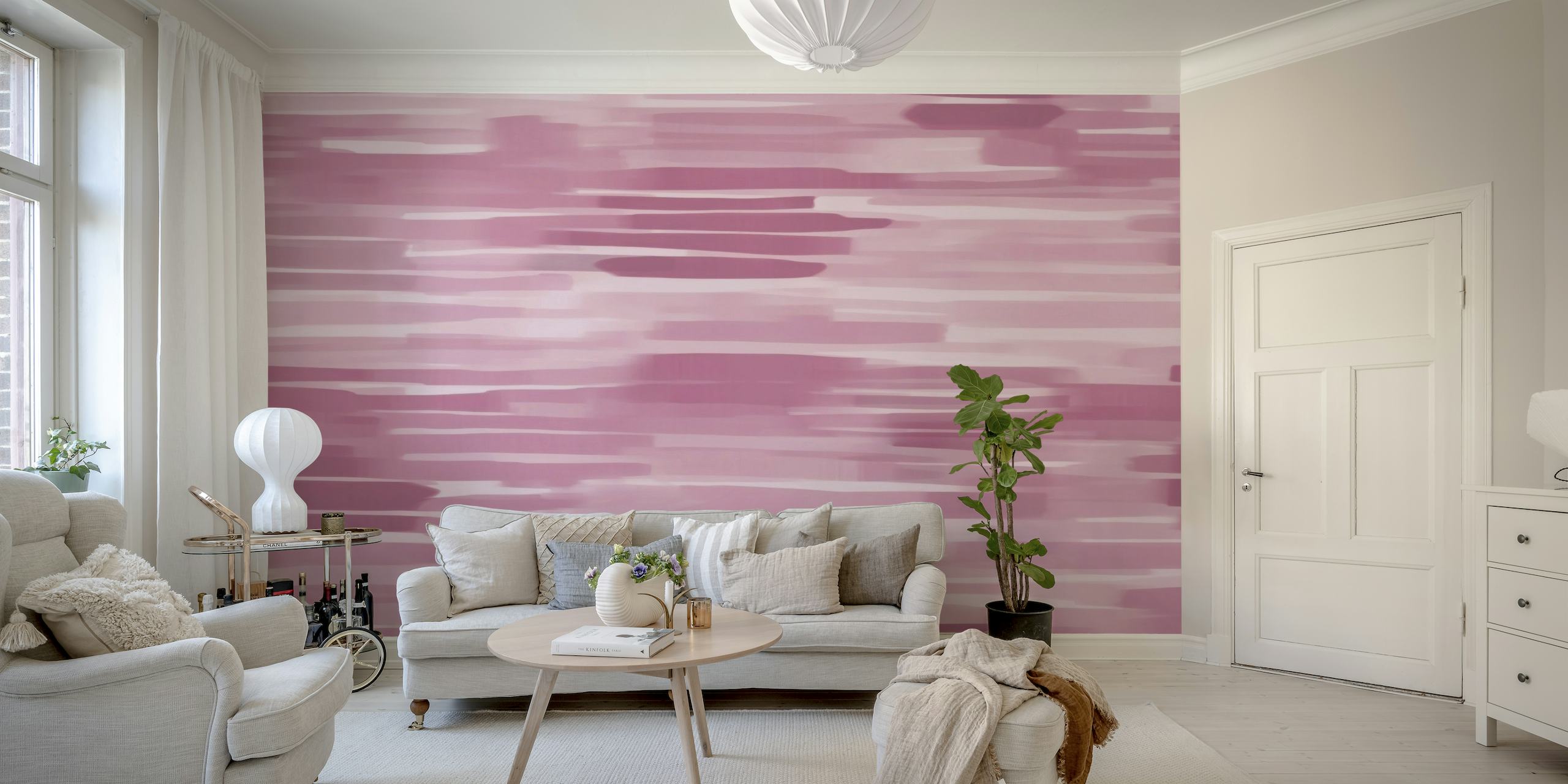Pastel Colored Brush Strokes Soft Pink papel de parede