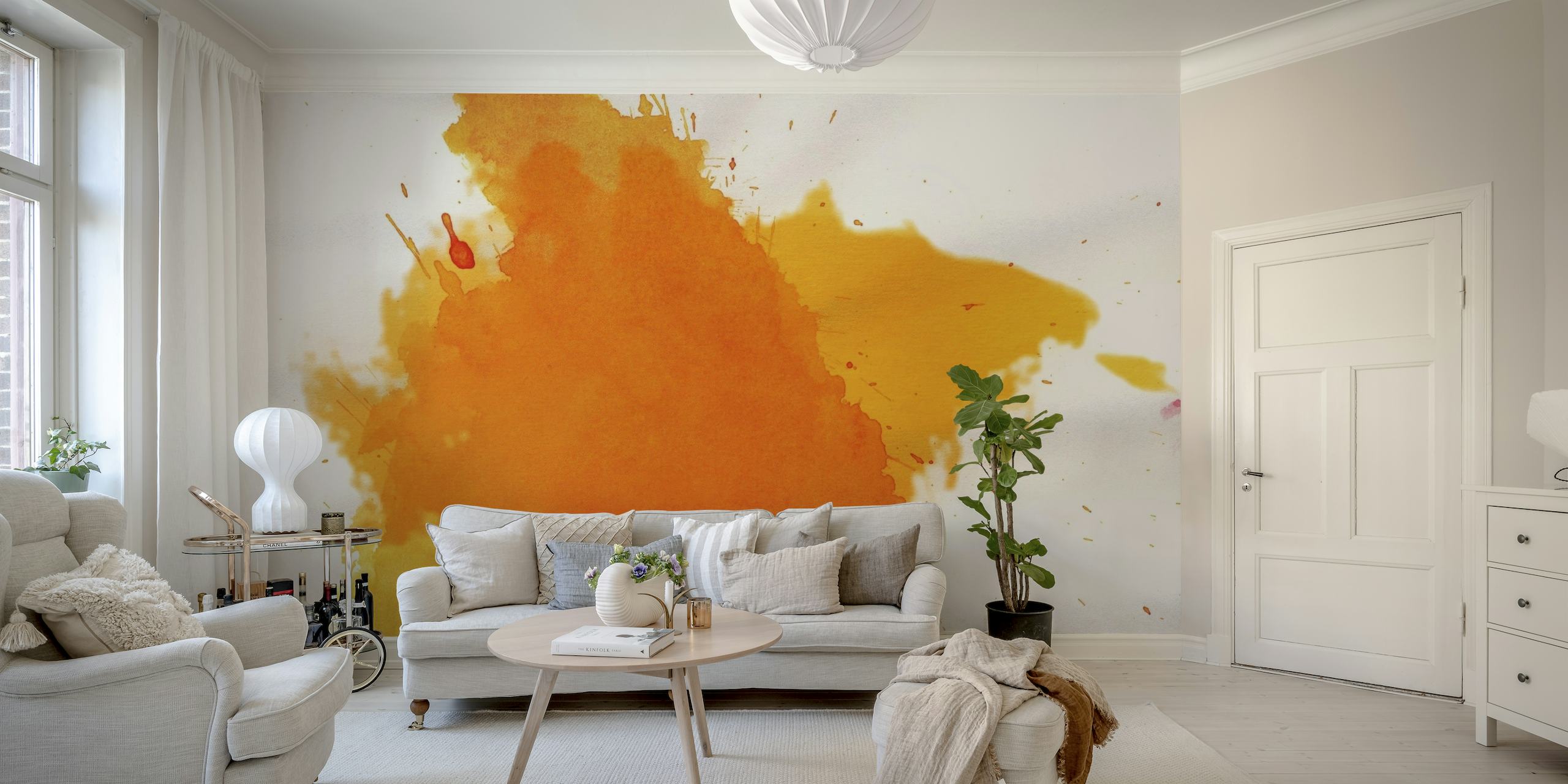 Warm Yellow Paint Splash Background behang