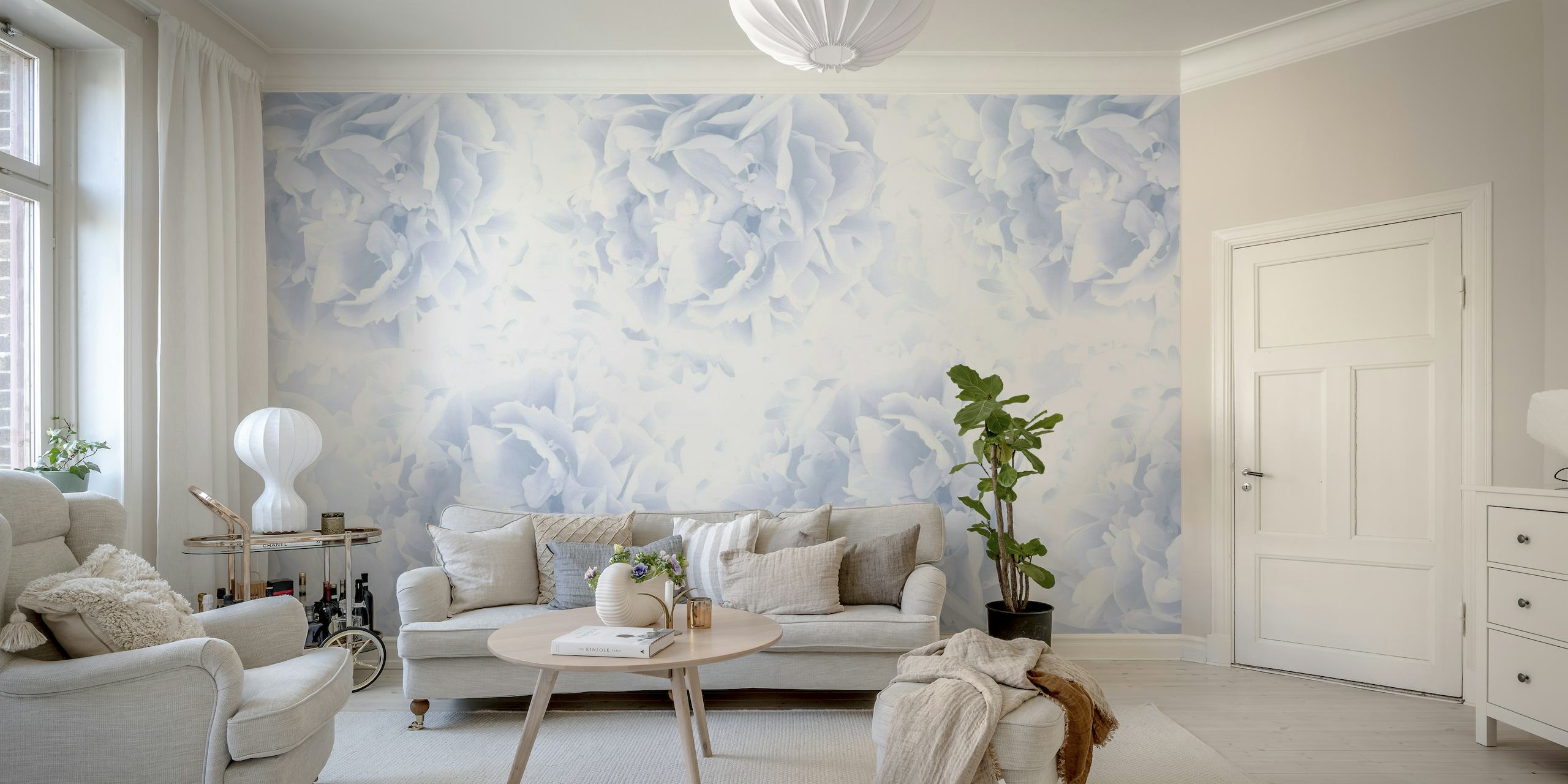 Soft Blue Peonies Dream 1 wallpaper