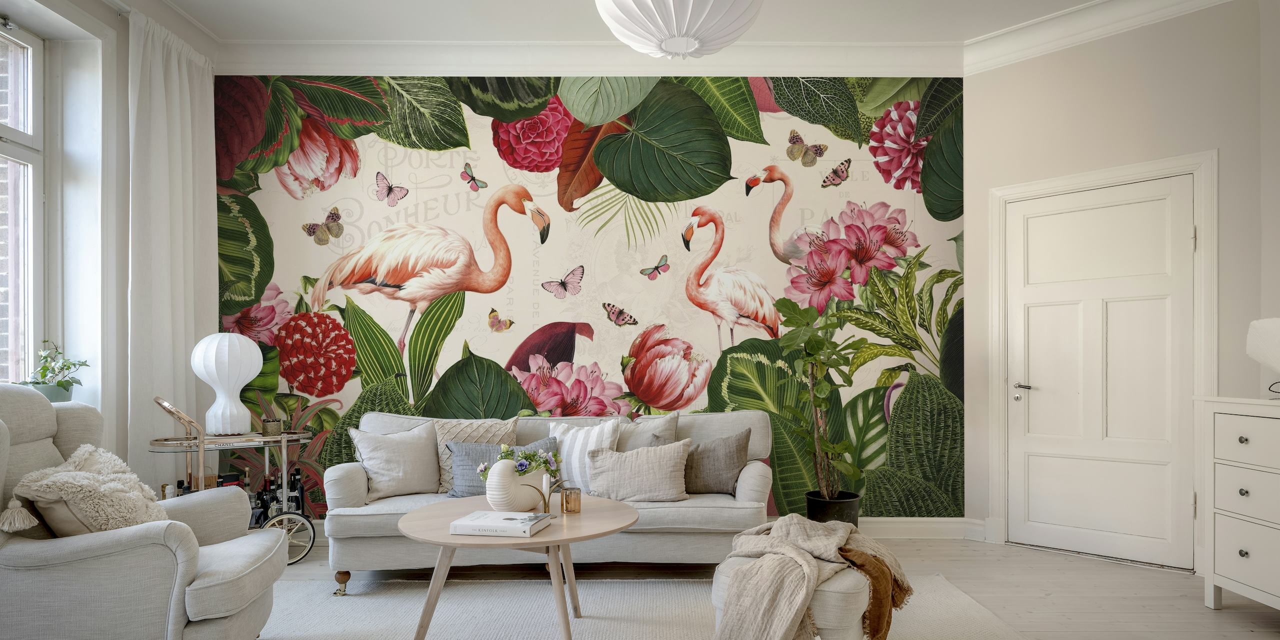 Flamingo Tropical Jungle papel de parede