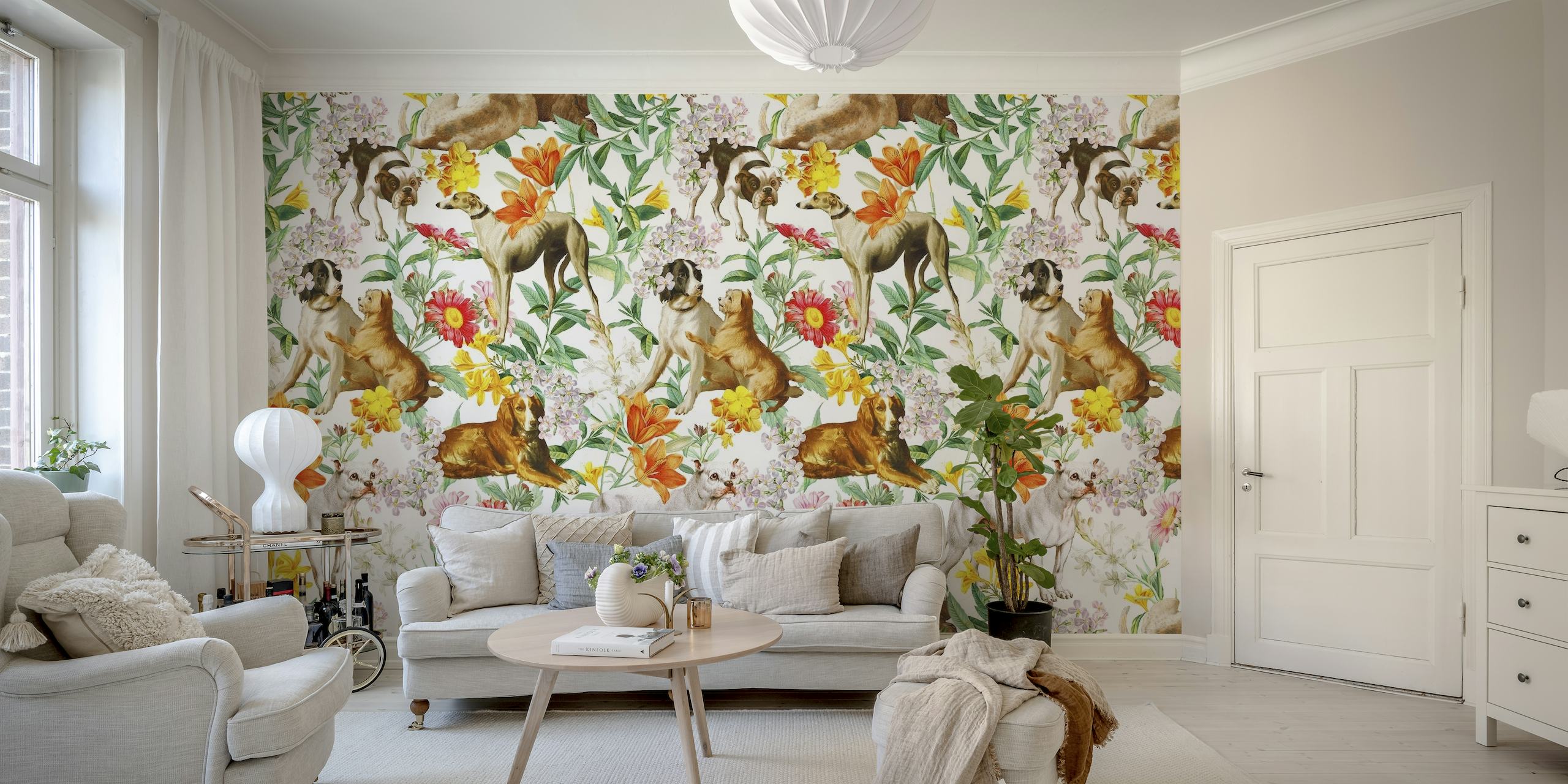 Doggies and Florals wallpaper