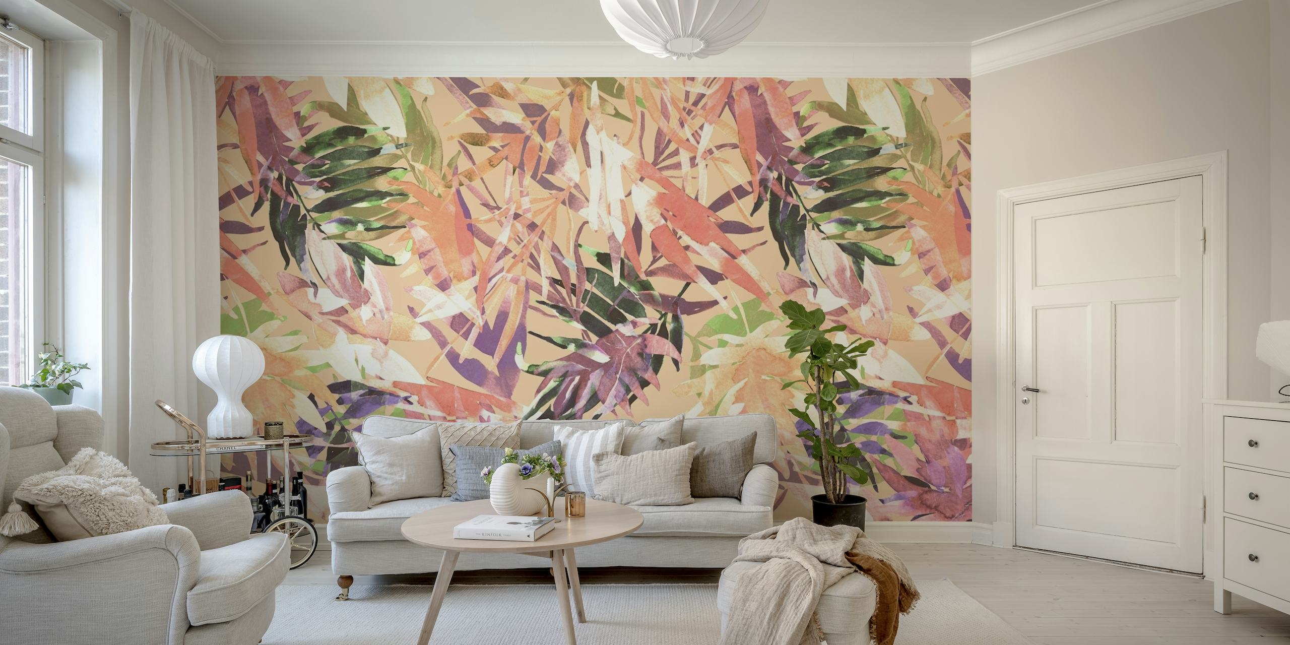 Modern leaf pink jungle CW 1 wallpaper