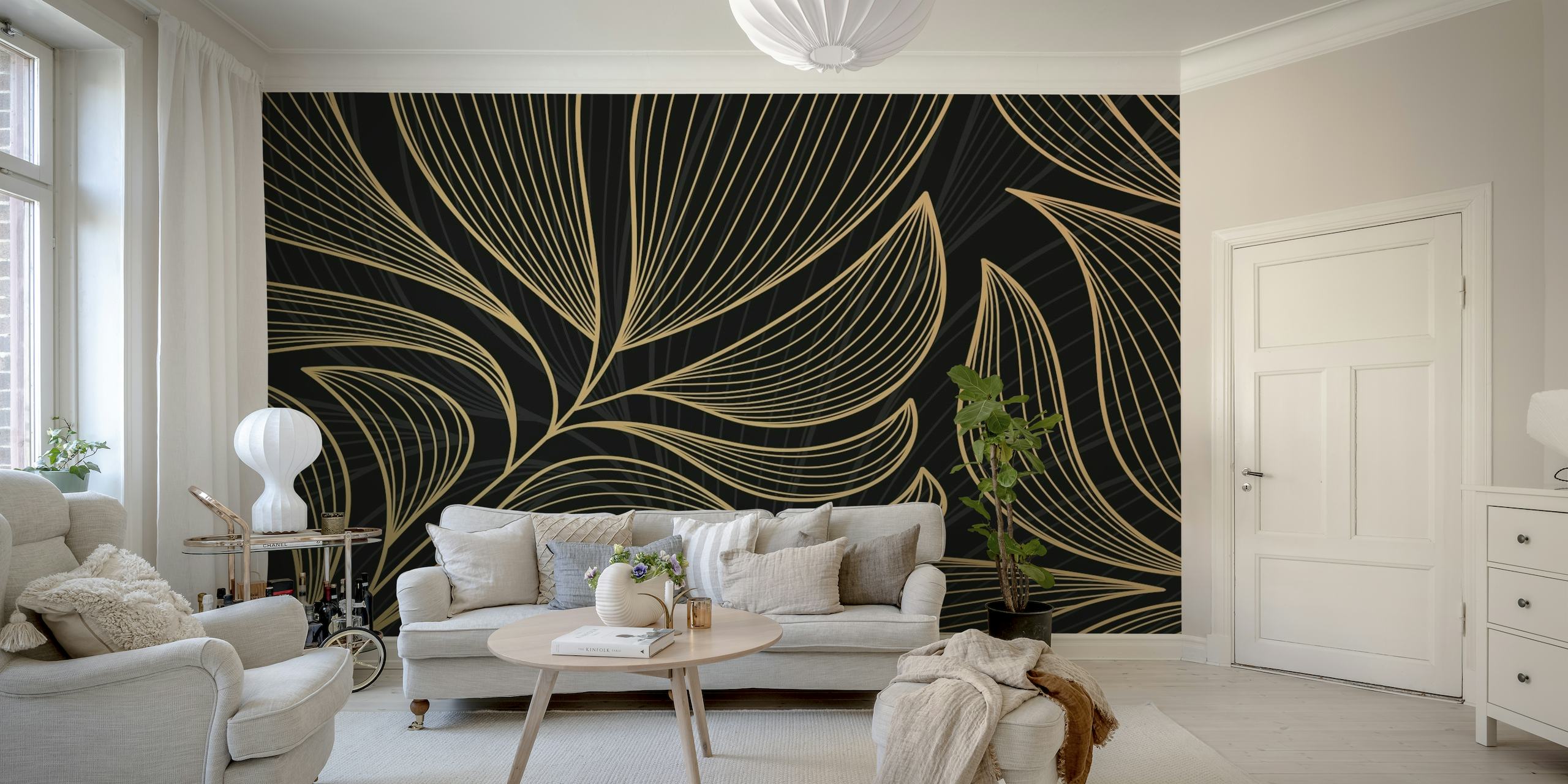 Gold Leaf Black wallpaper