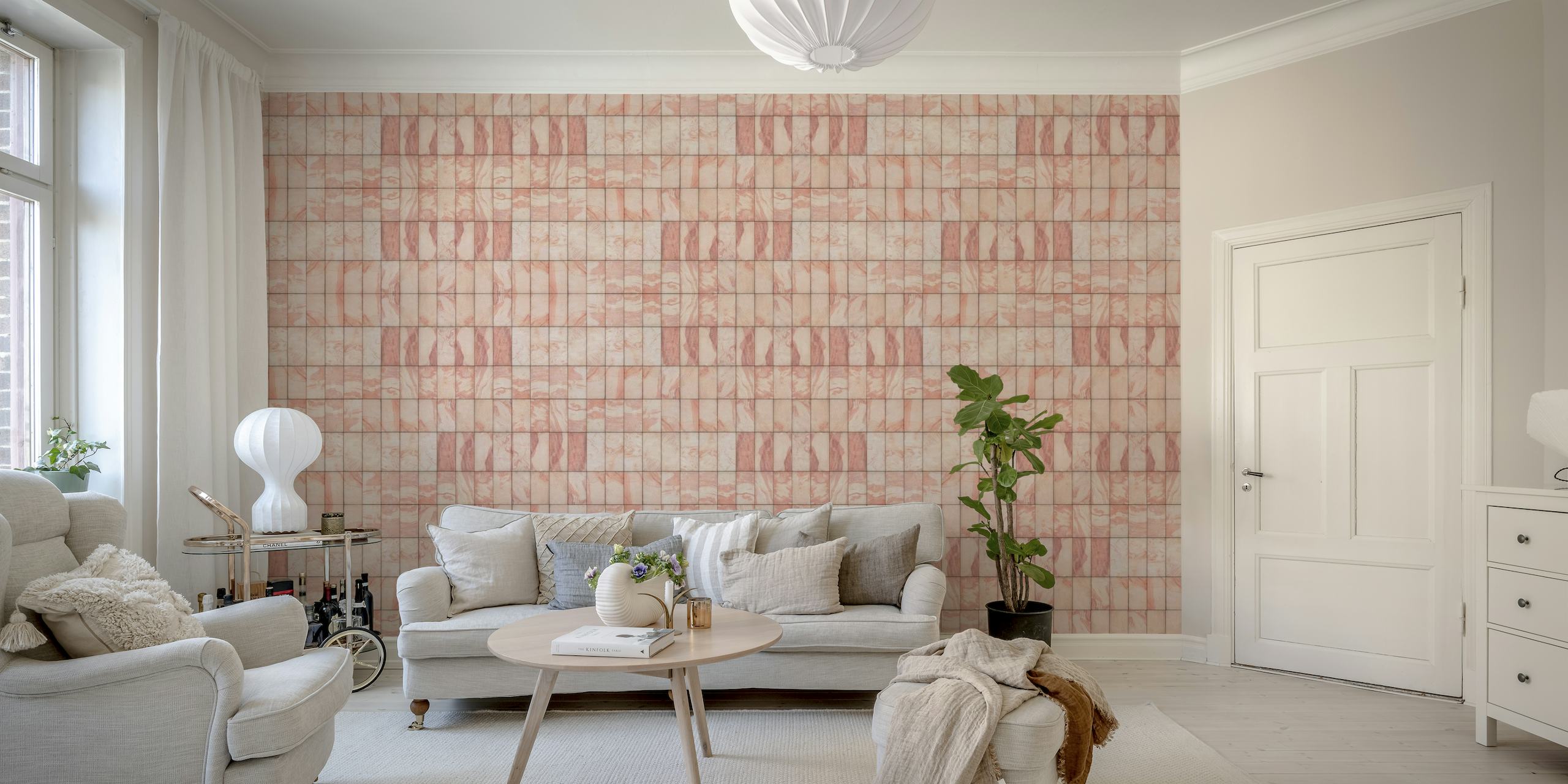 Indian Pattern Rose wall mural with pink and cream traditional motifs