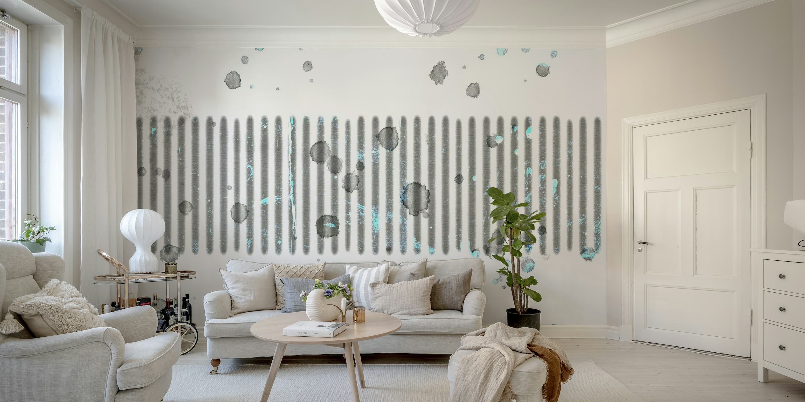 Abstract Watercolor Grunge wall mural with soft blue and grey hues
