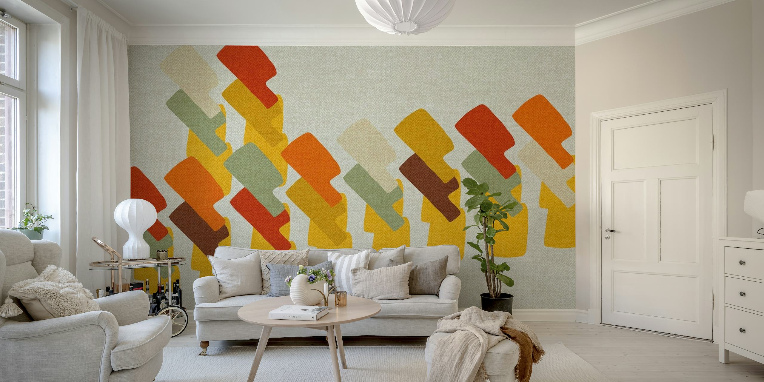 Unusual Mid-Century Modern Geometric Abstract papel de parede