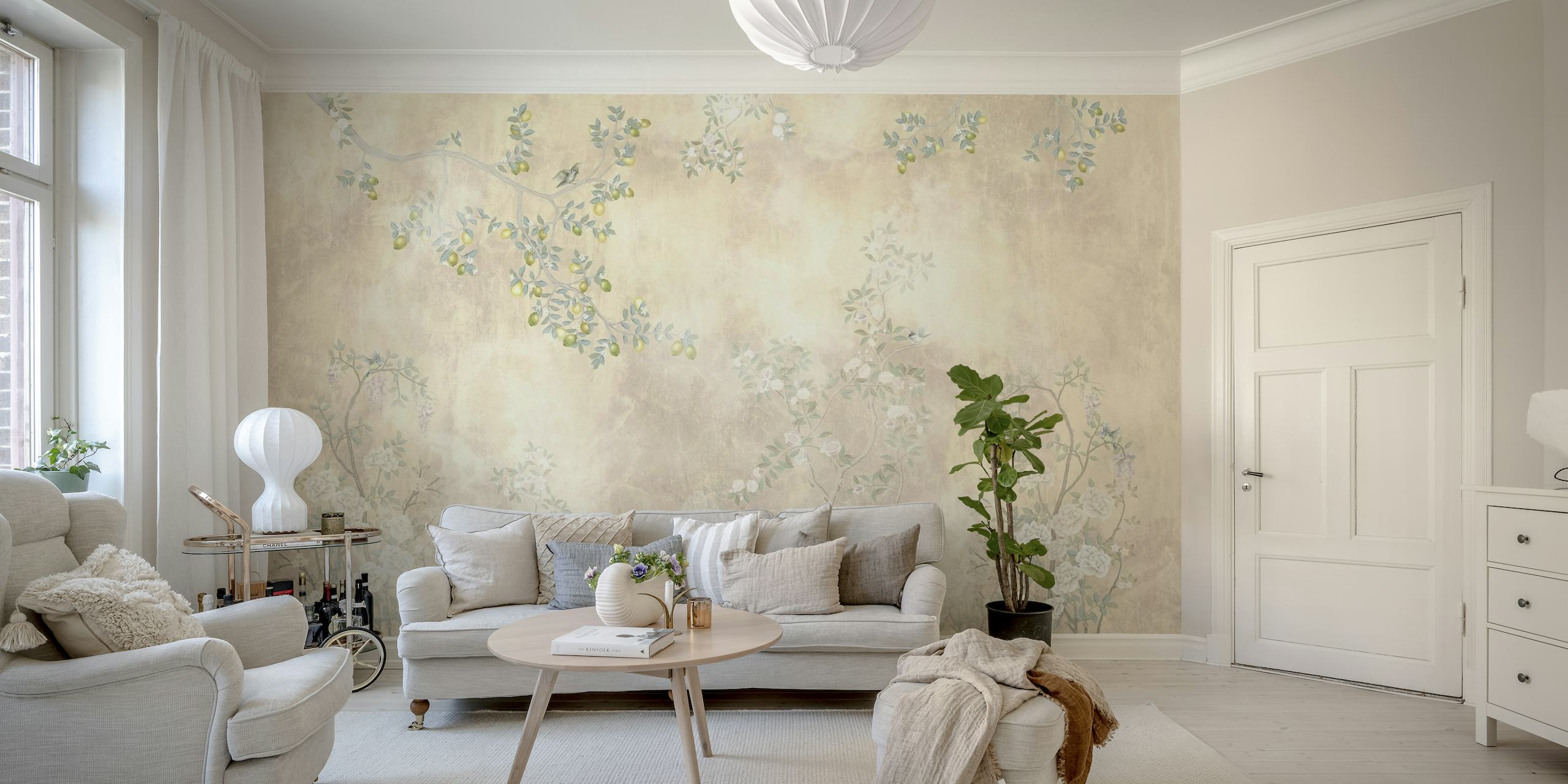 Good Afternoon Floral Tea - Buttermilk wallpaper