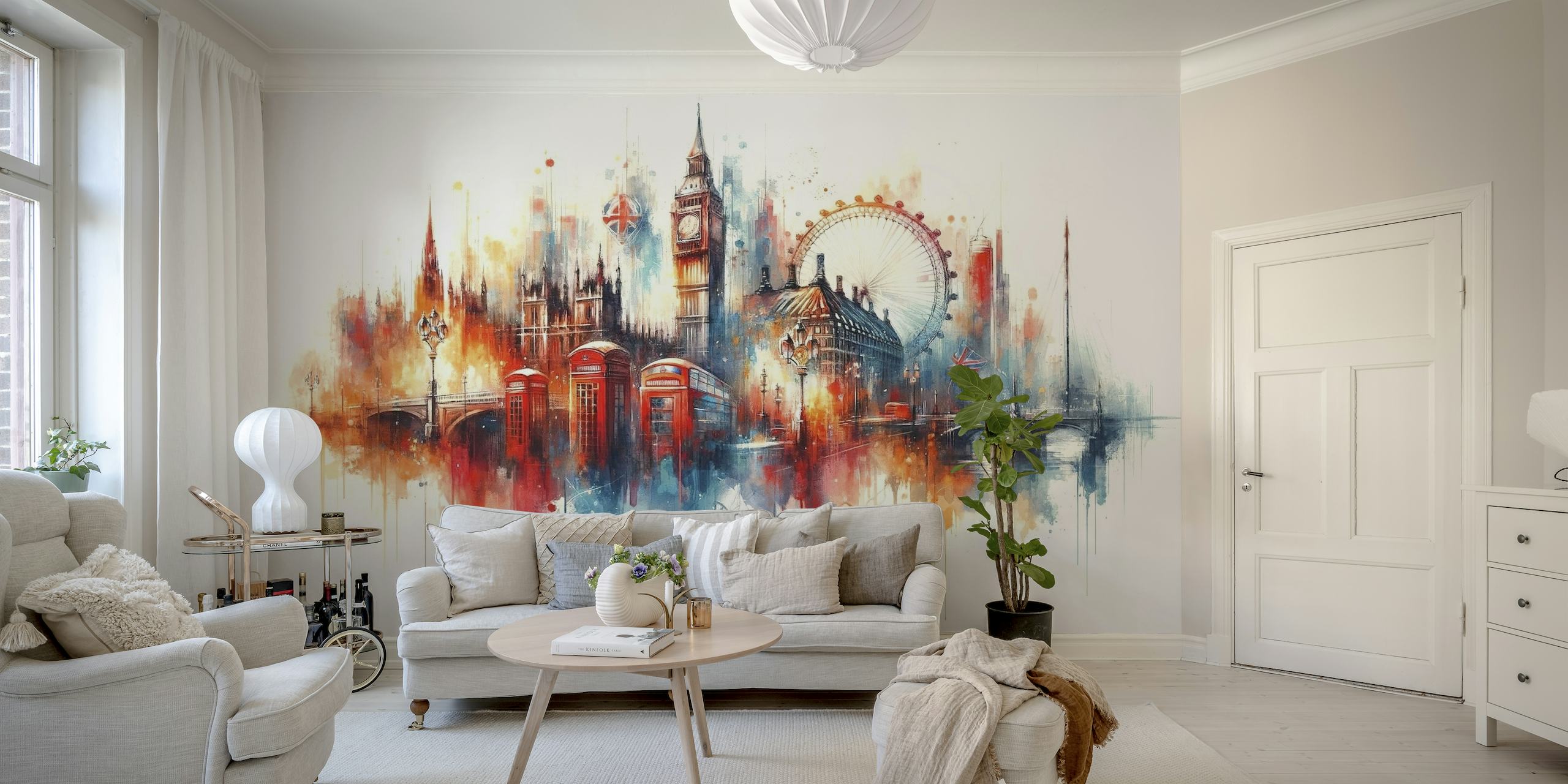 Watercolor London Skyline behang