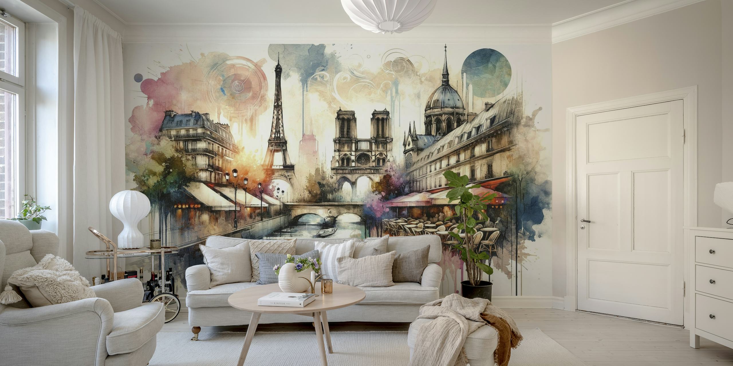 Watercolor Abstract Paris behang
