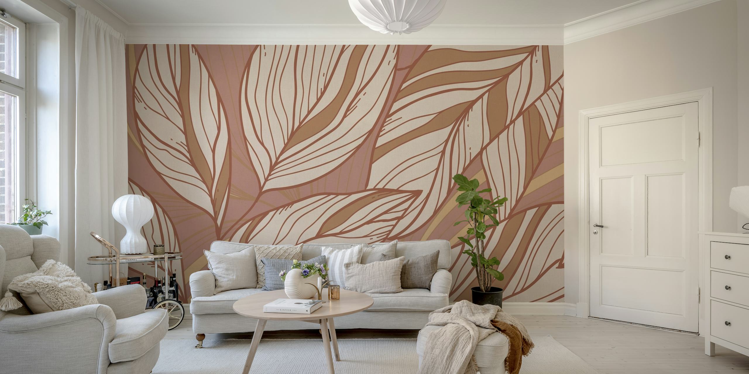 Leaf Line Rose wallpaper