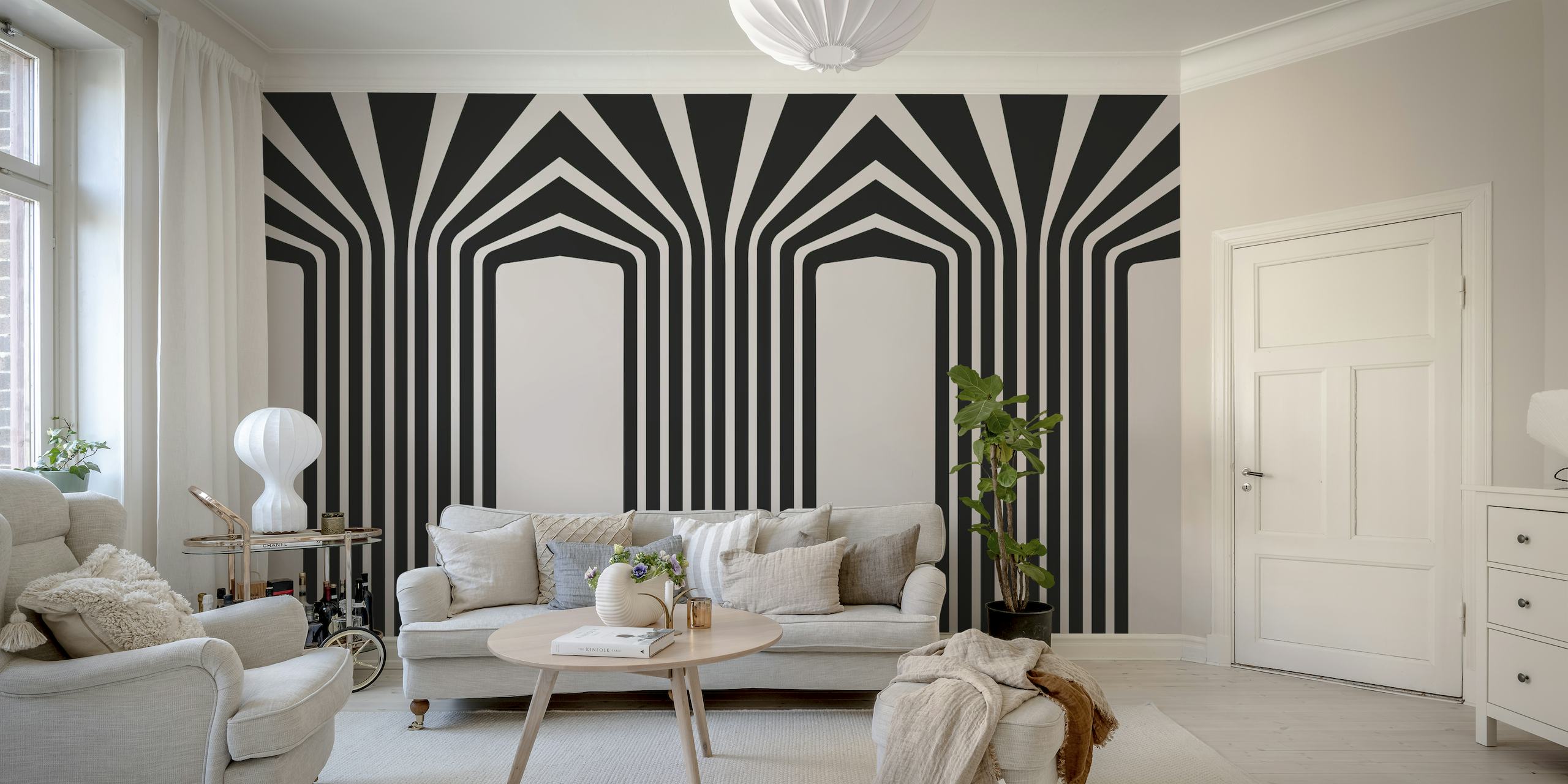 Black Luxury Arch Stripes papel de parede