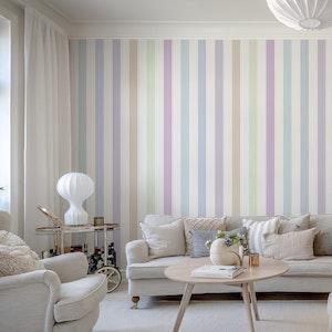 Pale Multicoloured Stripes Wallpaper 1
