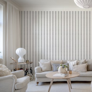 Elegant Vertical Grey Stripes Linen Style
