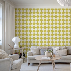 Diagonal Checkerboard Large - Yellow White