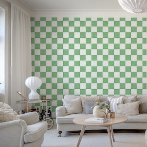 Checkerboard Large - MintGreen White