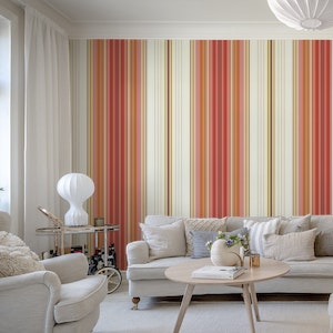 70s striped wallpaper - Red