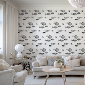 Acquario Fish pattern in black and white