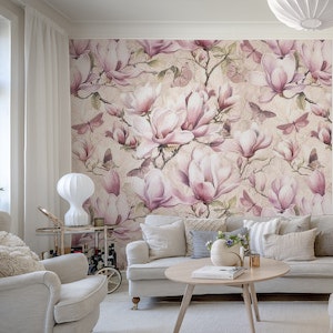 Magnolia And Butterfly Pastel Pink