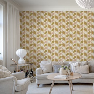Abstract Midcentury Mod Leaves Blush Gold
