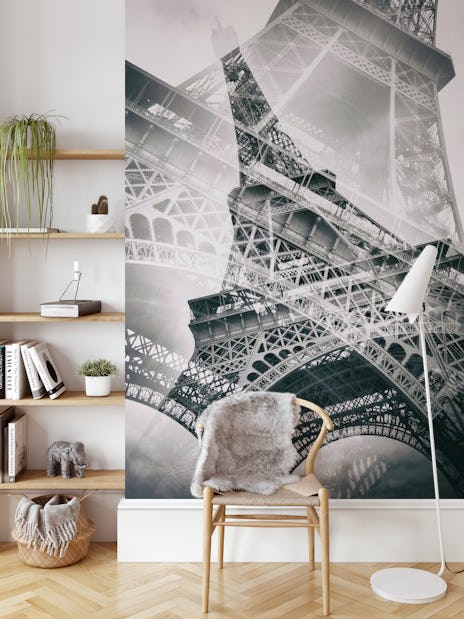 Compatibel met beroemd Deter Eiffeltoren dubbele belichting behang | Happywall
