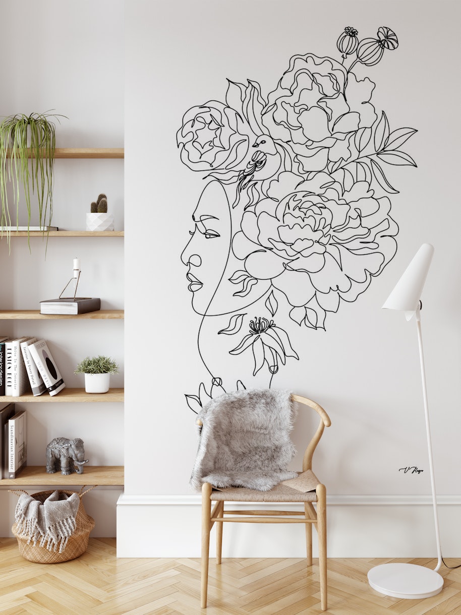Line Art Flower Head wallpaper