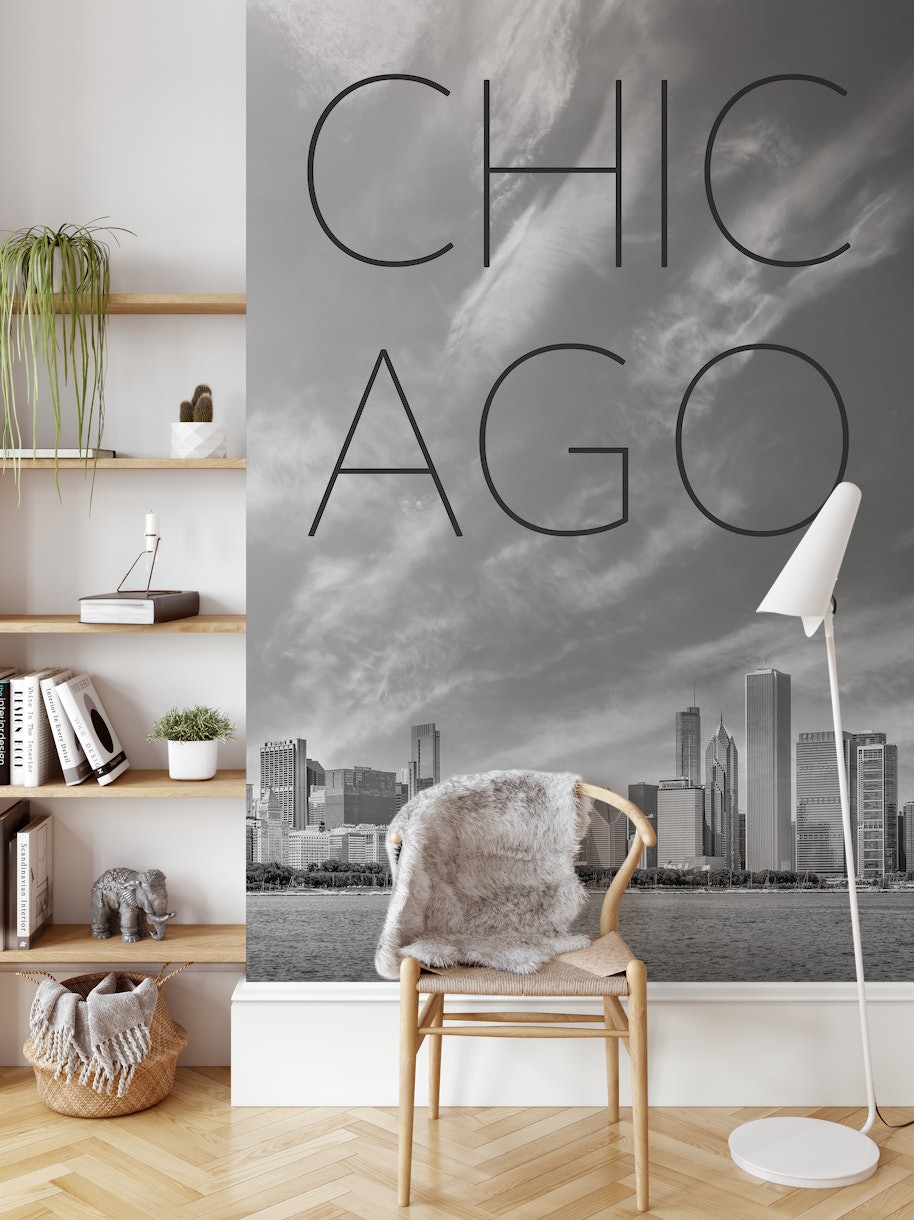 CHICAGO Skyline and Text wallpaper