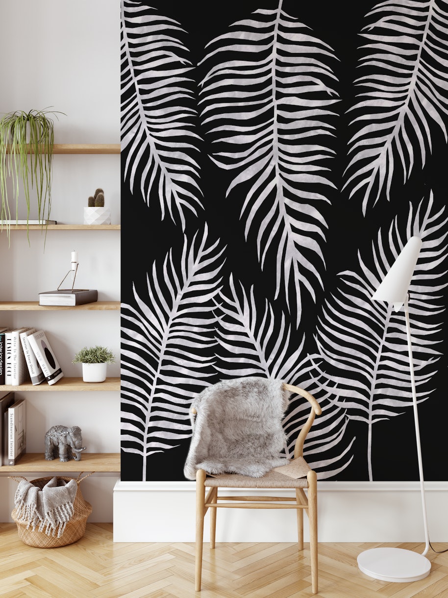 Fern Pattern Black And White wallpaper