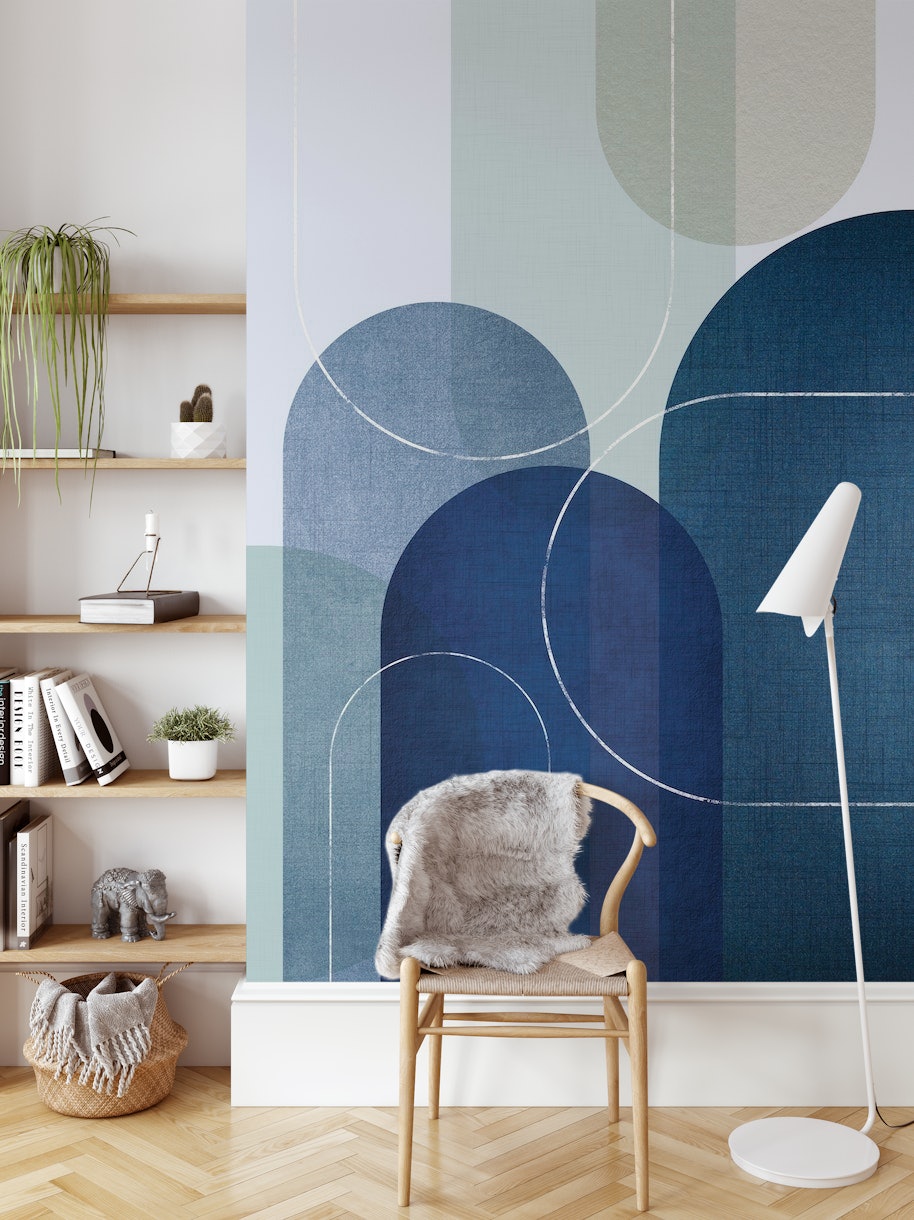 Mid Century Blue Linen 3 wallpaper