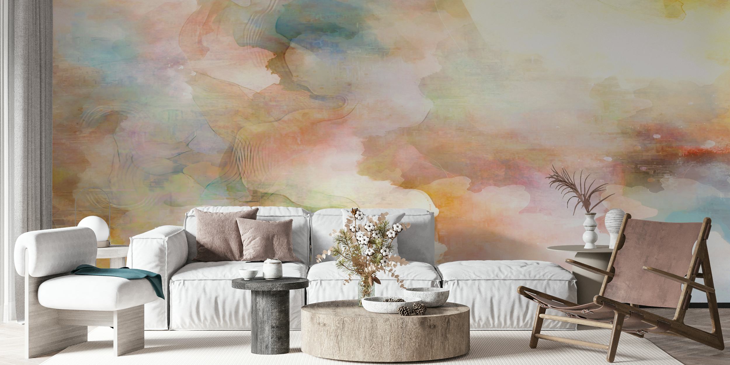 Abstract Pastel Dreamscape wallpaper in a room