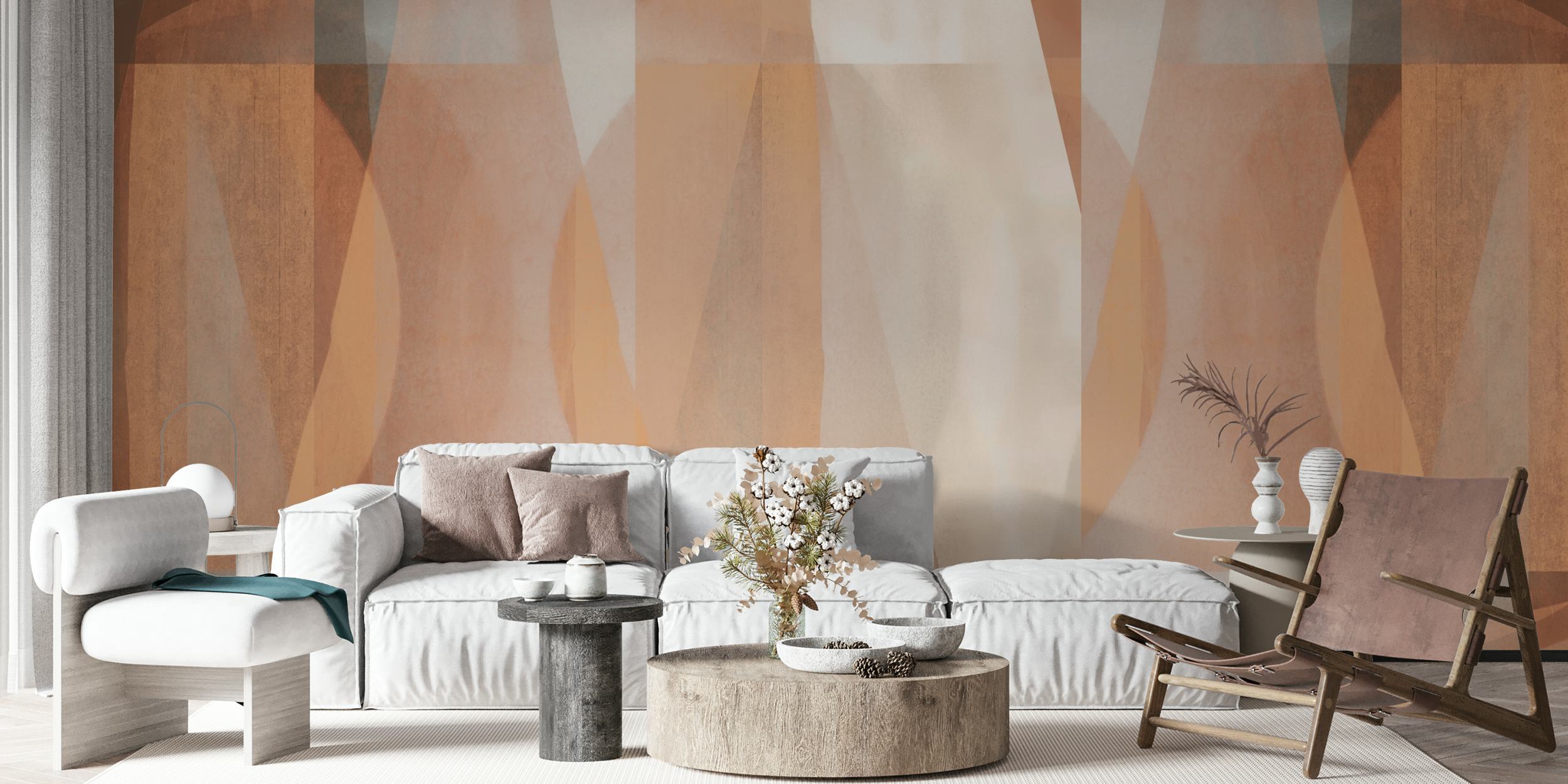 Layered Bauhaus Mosaic wallpaper em um cômodo