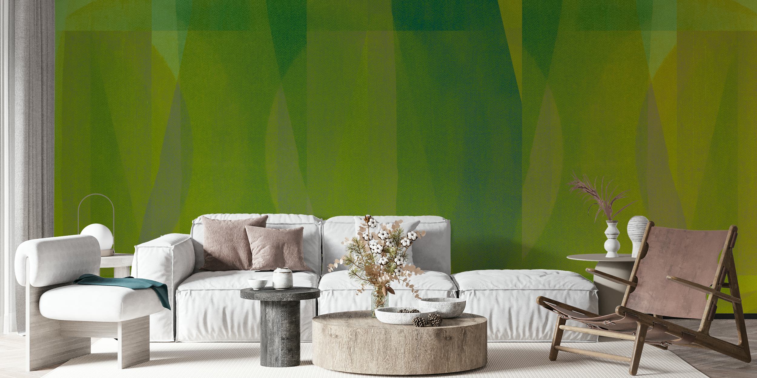 Verdant Bauhaus Geo Shadow Play tapet i et rum