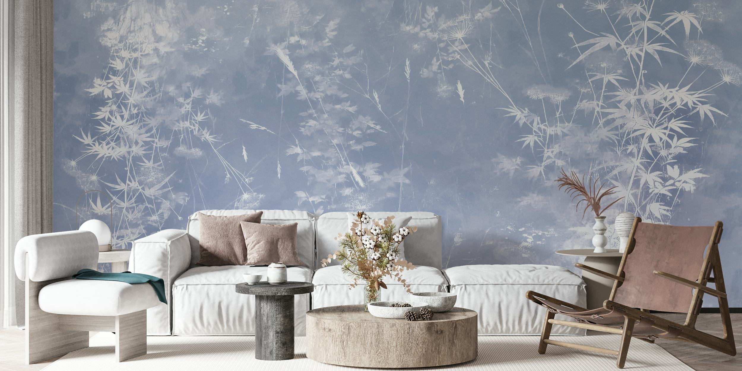 Papel de parede Misty Gardens em uma sala elegante