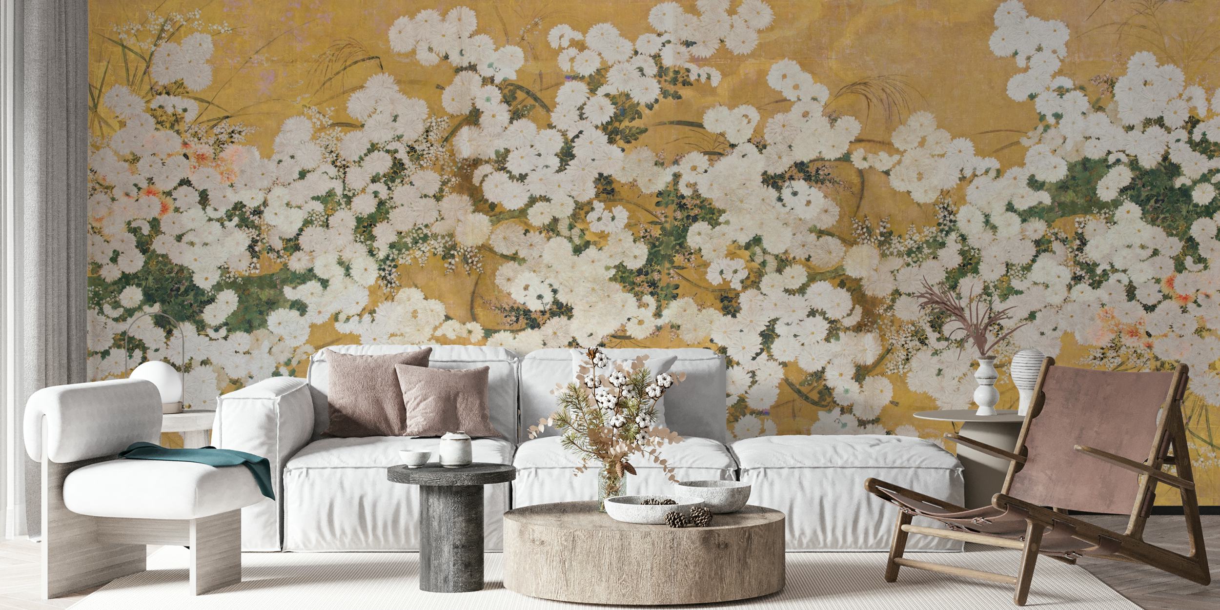 Ταπετσαρία Golden Chrysanthemum Field στο δωμάτιο
