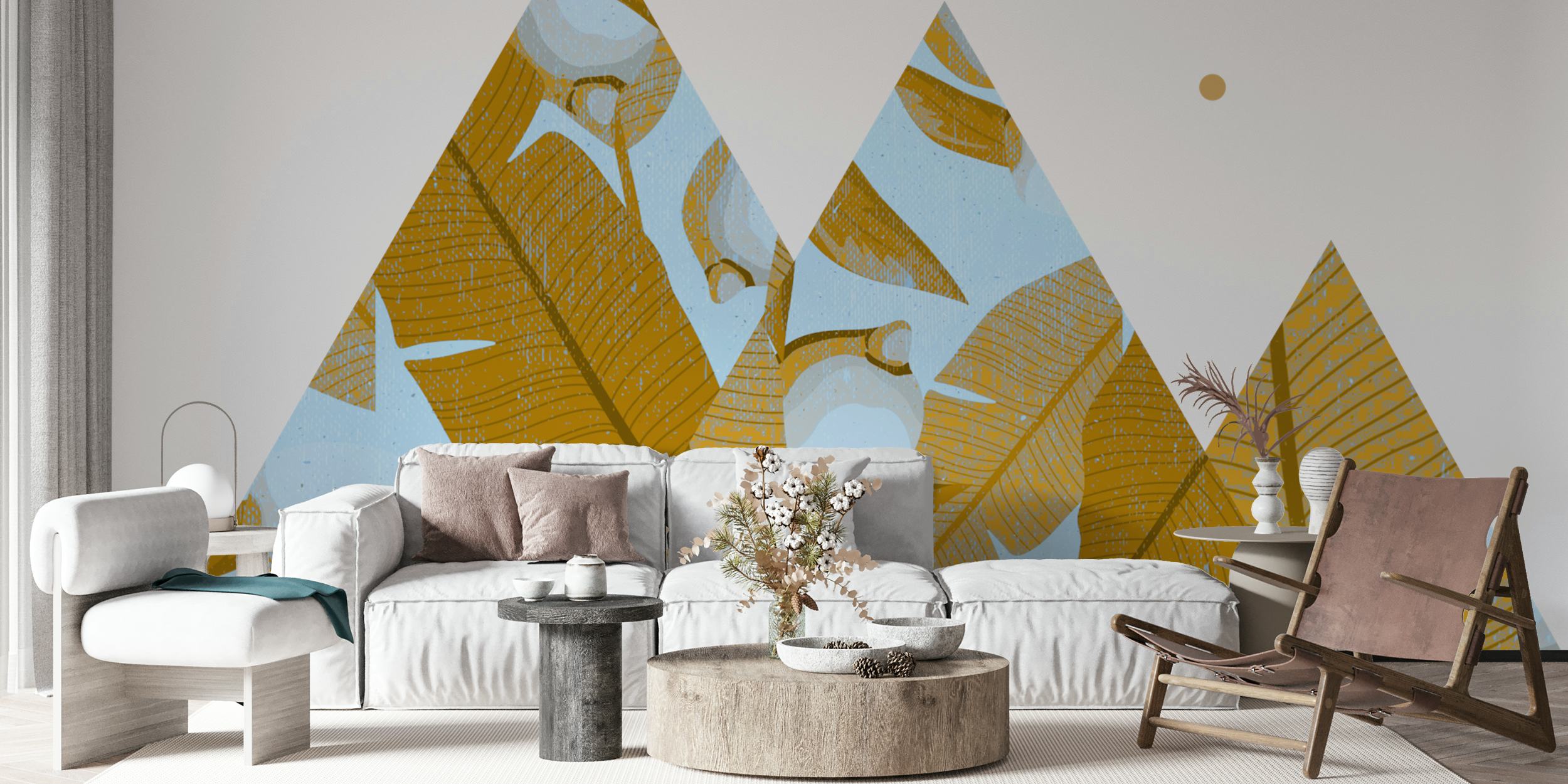 Papel de parede Tropical geométrico em um quarto