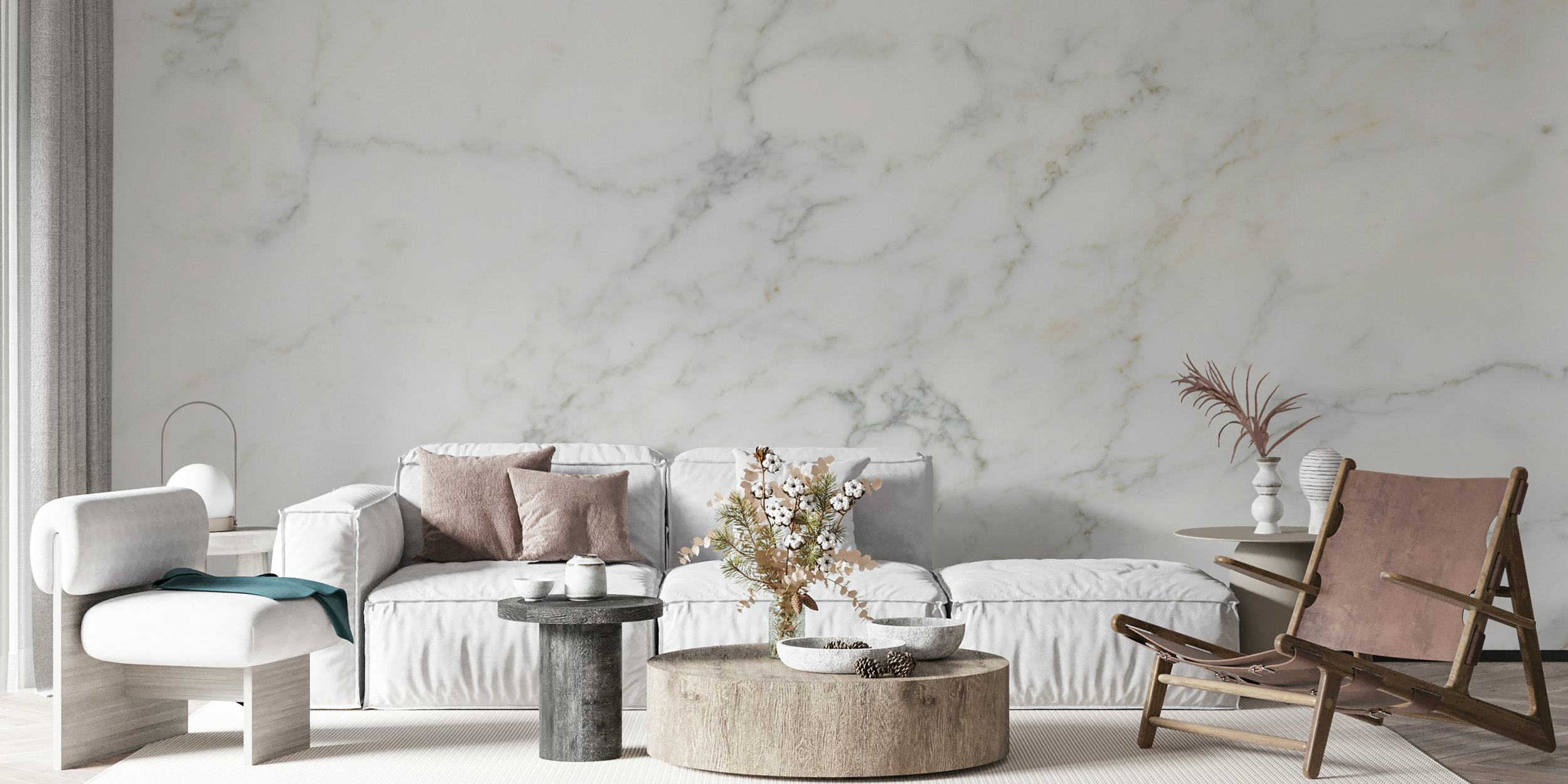 Motif de marbre blanc avec veines grises dans un style élégant wallpaper