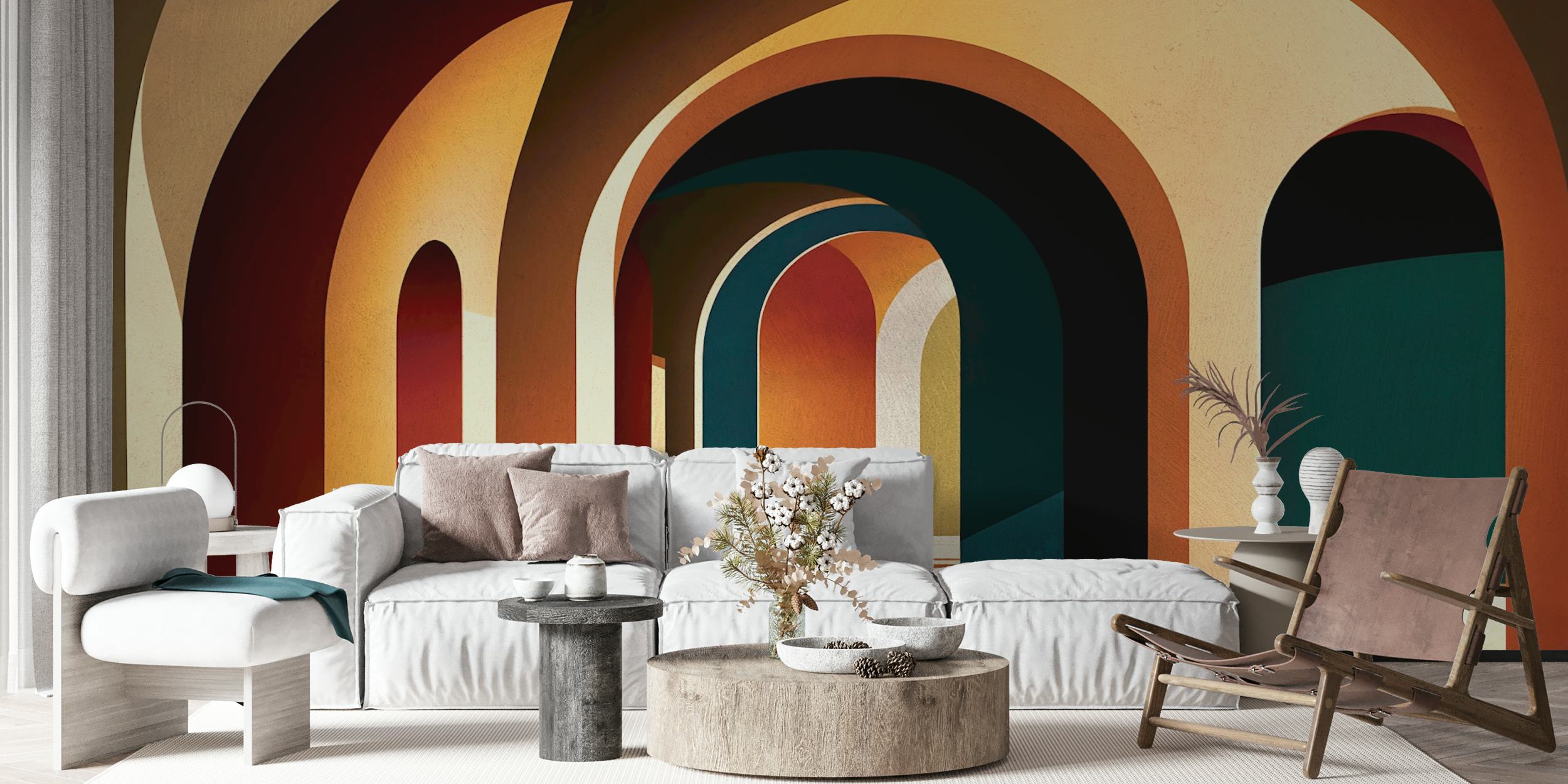 Earthy toned arches in a modern style wallpaper