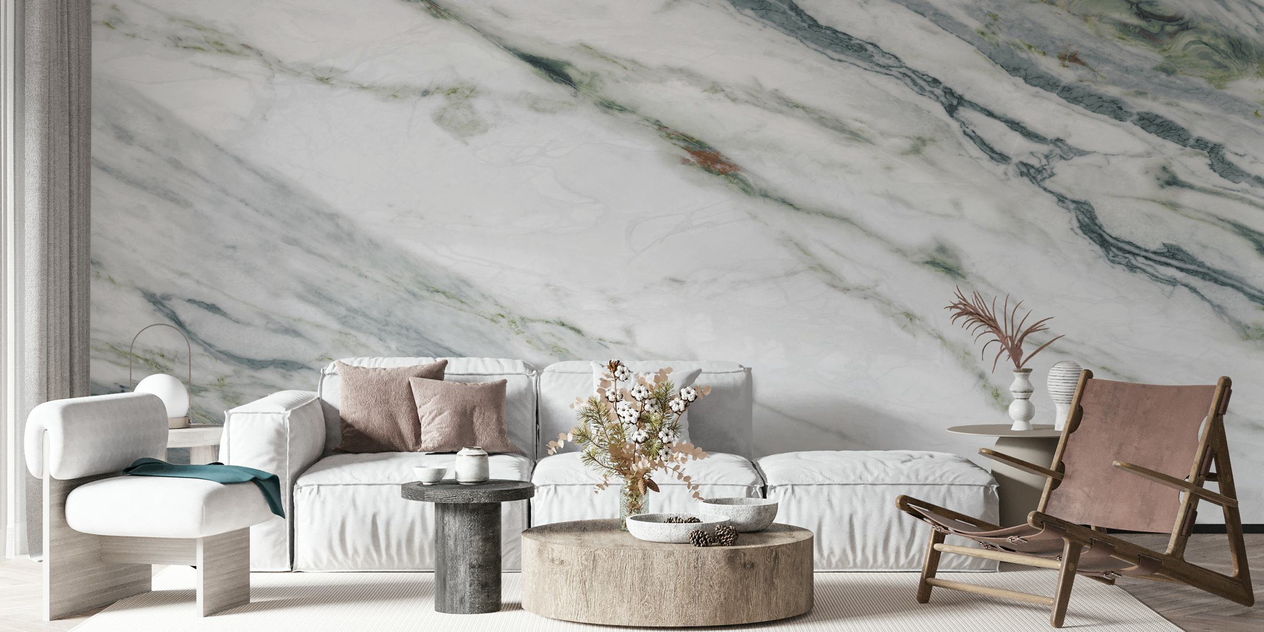 Verde Calacatta Marble behang in een kamer